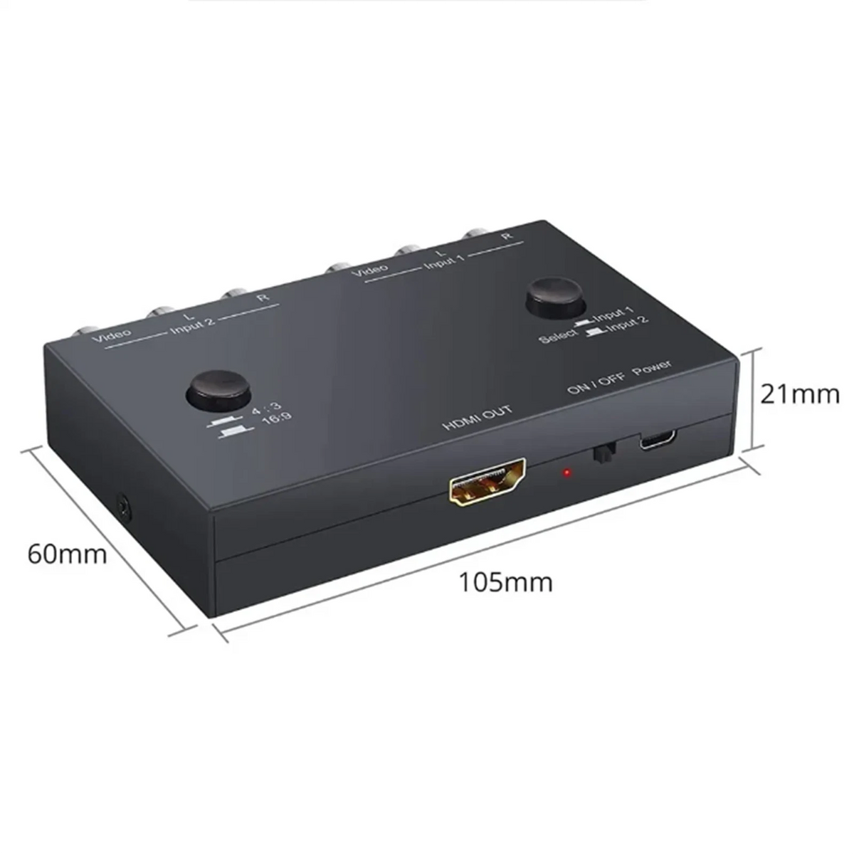 2 Port AV to HDMI Converter for