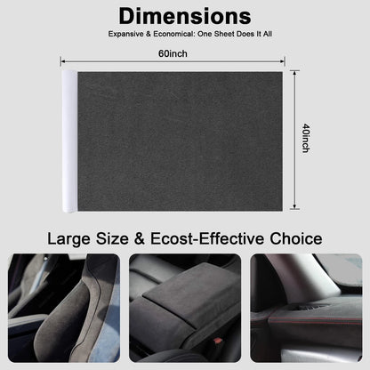Dark Grey Suede Fabric Wrap 40x60 Inch Self-Adhesive for Cars