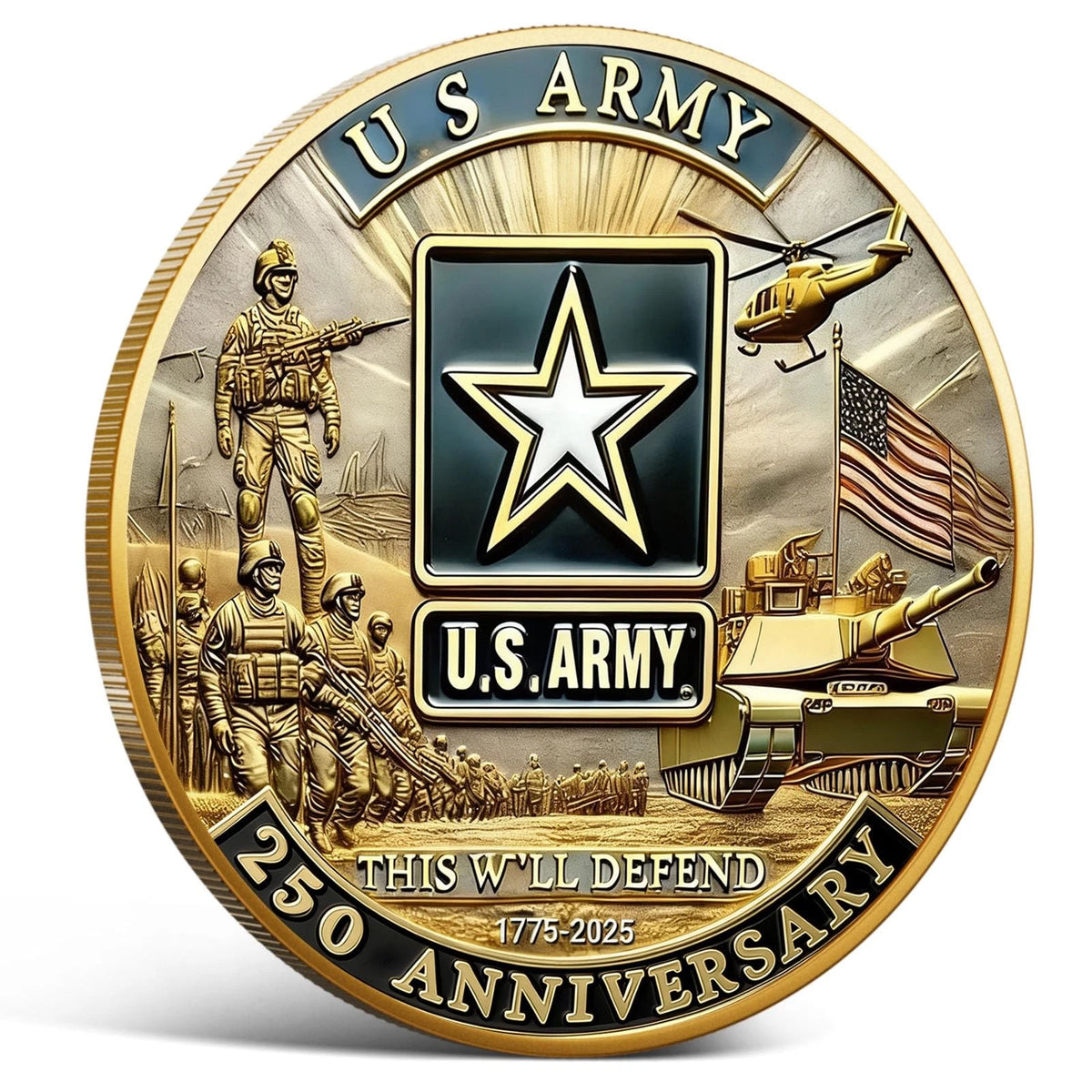 250th Anniversary U.S. Army Commemorative Coin - Double-Sided Relief