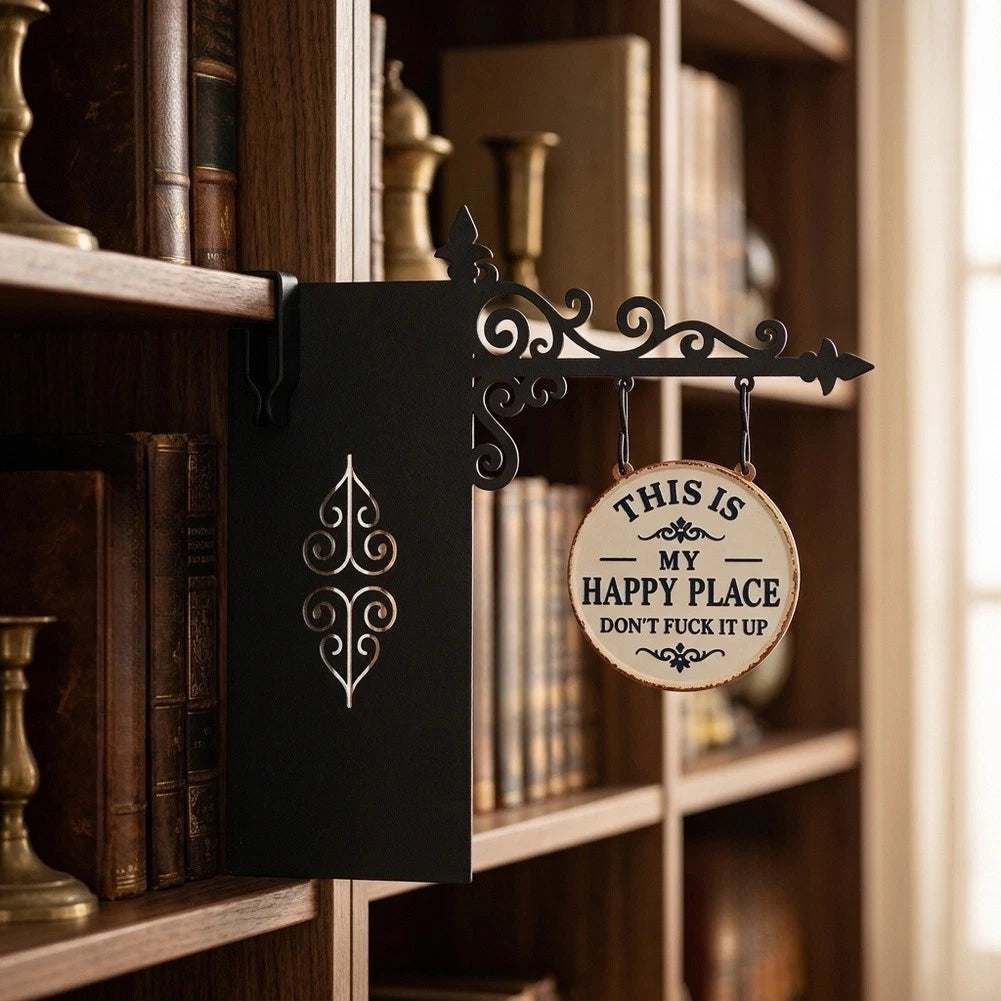 Metal Happy Place Sign for Book Lovers (20cm)