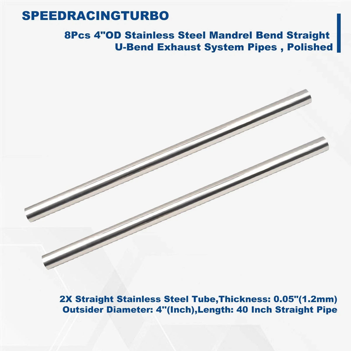 Stainless Steel Exhaust System Kit 4" Universal Straight U-Bend (8pcs)