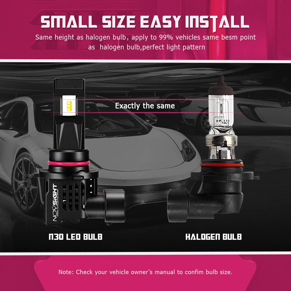 2X 9005 HB3 LED Headlight Bulbs Kit for High Beam (10000LM 6000K)