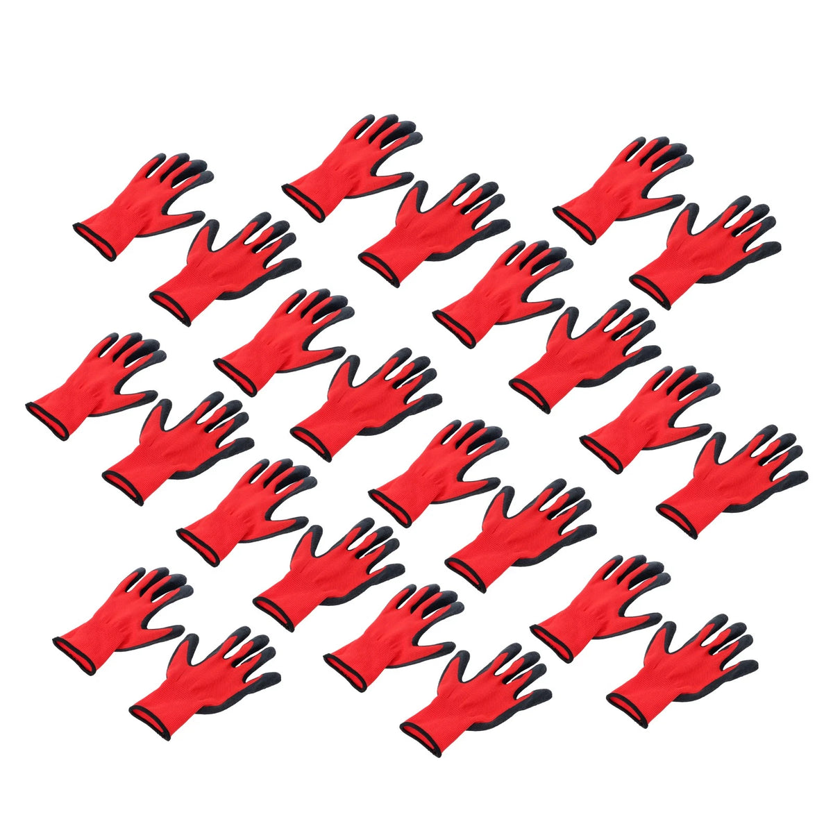12 Pairs Rubber Coated Safety Work Gloves M-Size Large