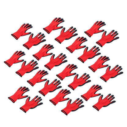 12 Pairs Rubber Coated Safety Work Gloves M-Size Large