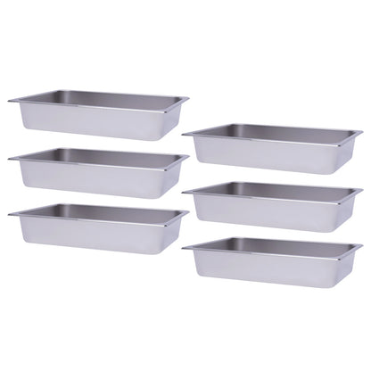 6-Pack 4 Inch Stainless Steel Steam Table Pans for Restaurant Use