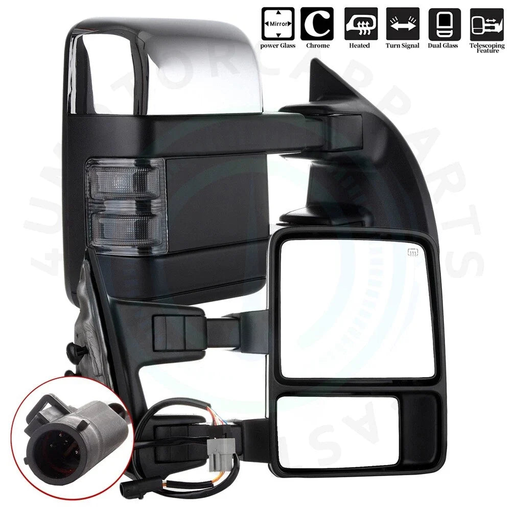 2X LED Signal Heated Tow Mirrors for Ford F250-F550 Super Duty (1999–2007)