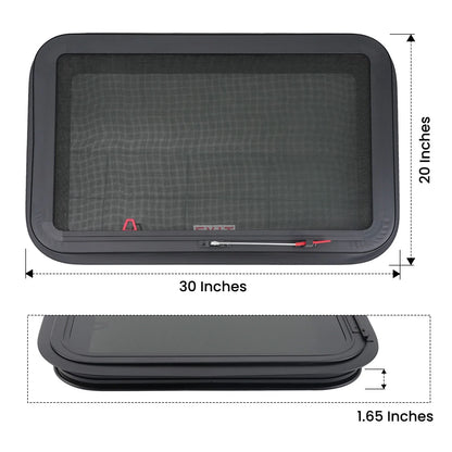30" x 20" Exit Window for RV Camper/Trailer/Food Truck (w/ Accessories)