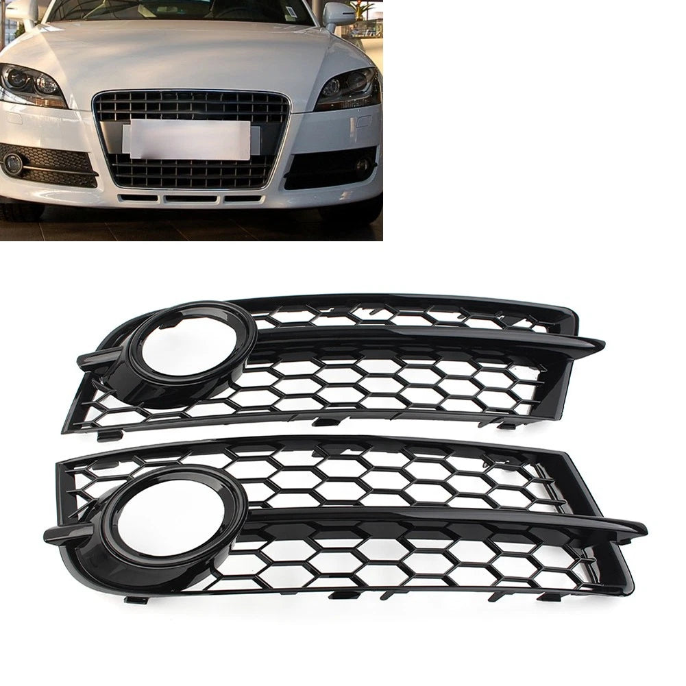 Pair Front Bumper Honeycomb Black Fog Light Grille Cover for Audi TT (2006–2014)