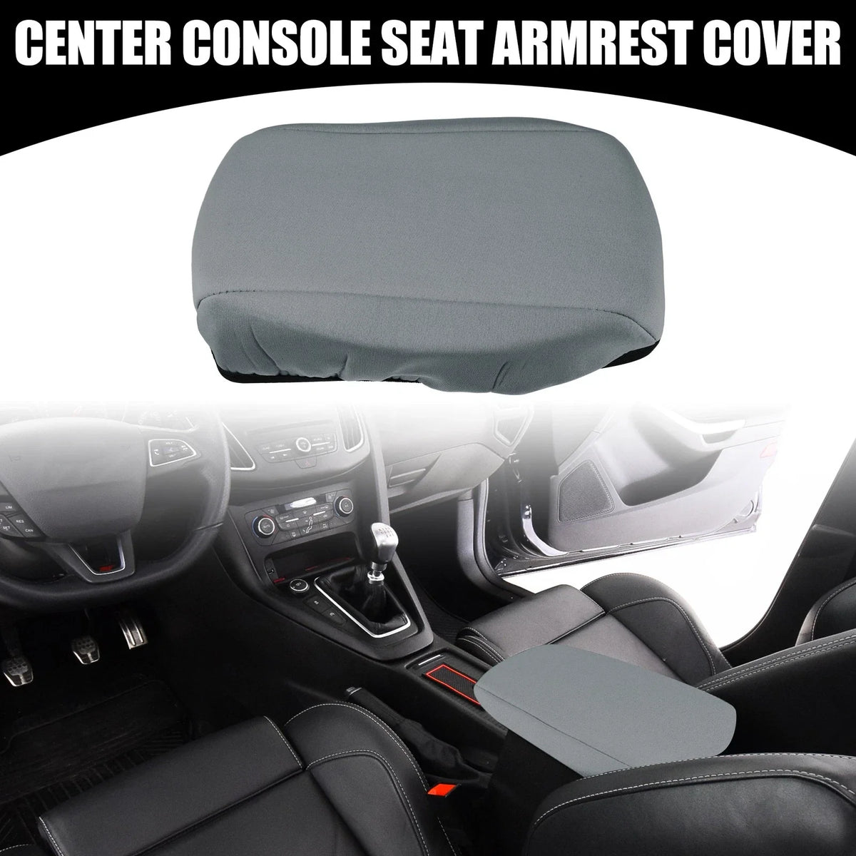 Center Console Lid Armrest Cover for Ford Focus (2010–2015) Neoprene Gray