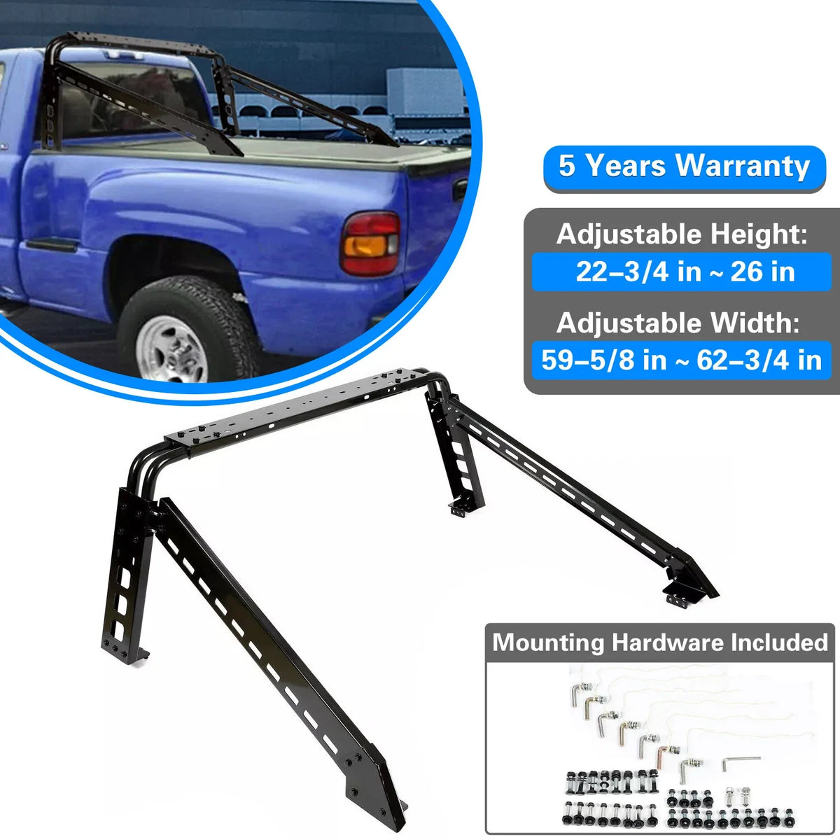 Adjustable Roll Bar for Silverado, Ram, F150 (Full Size Truck)