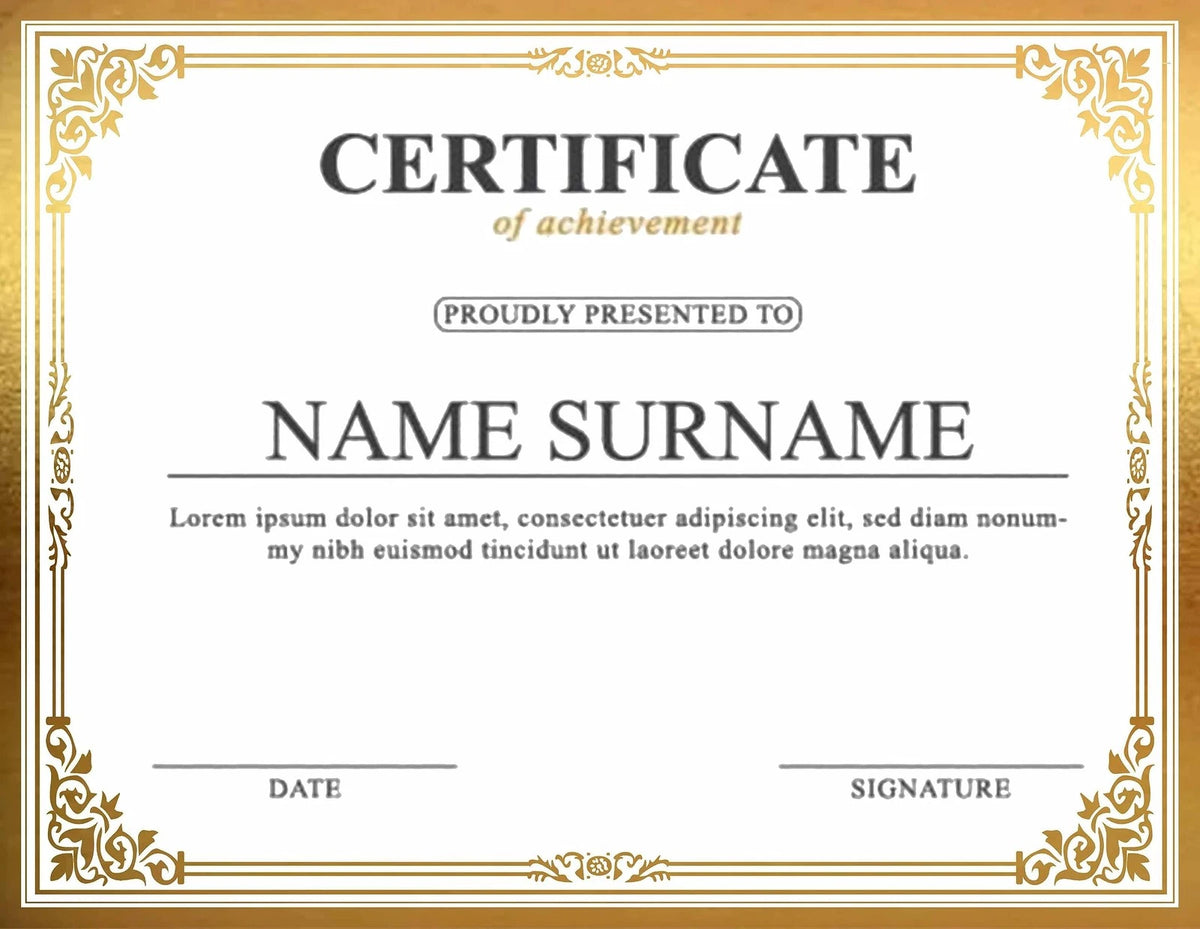 Professional Certificate Paper 8.5 x 11 for Printing (No Part Numbers)