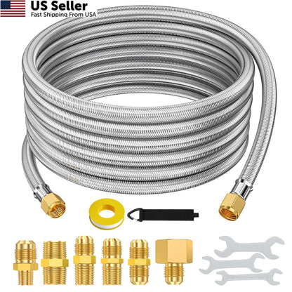 20 FT Stainless High Pressure Propane Hose Extender 3/8"