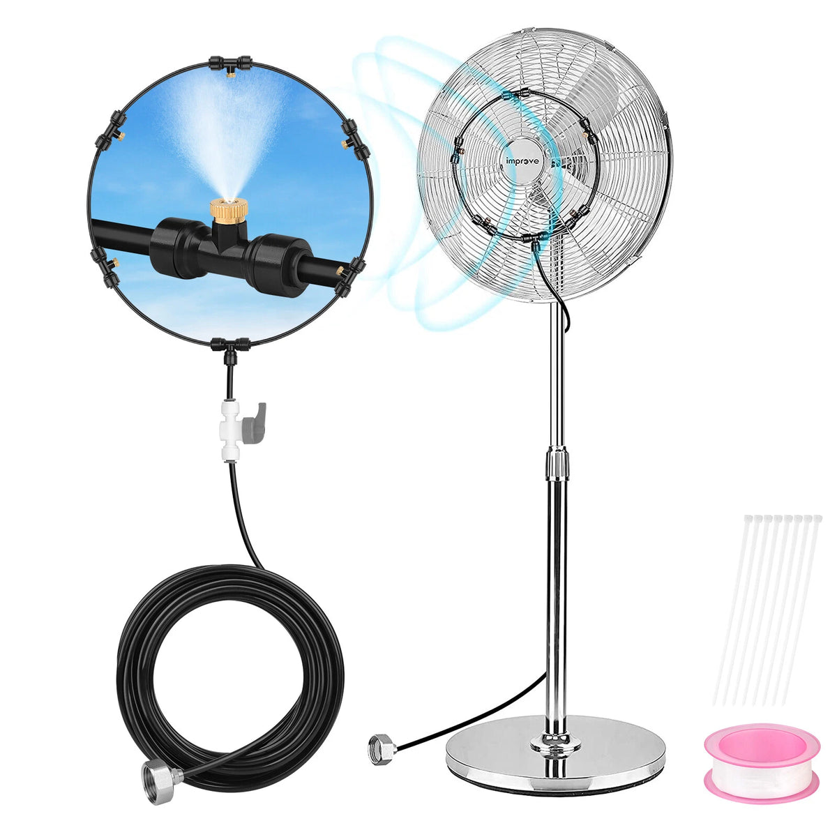 26.2ft Hose Outdoor Patio Water Misting Cooling System Nozzles