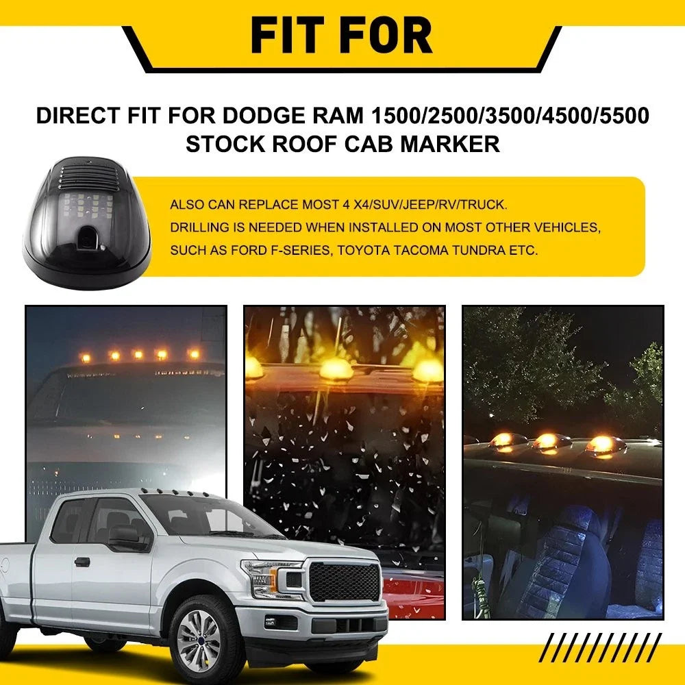 5PC Cab Roof Marker Running Lights for Dodge Ram 1500 2500 3500 4500 5500 Amber