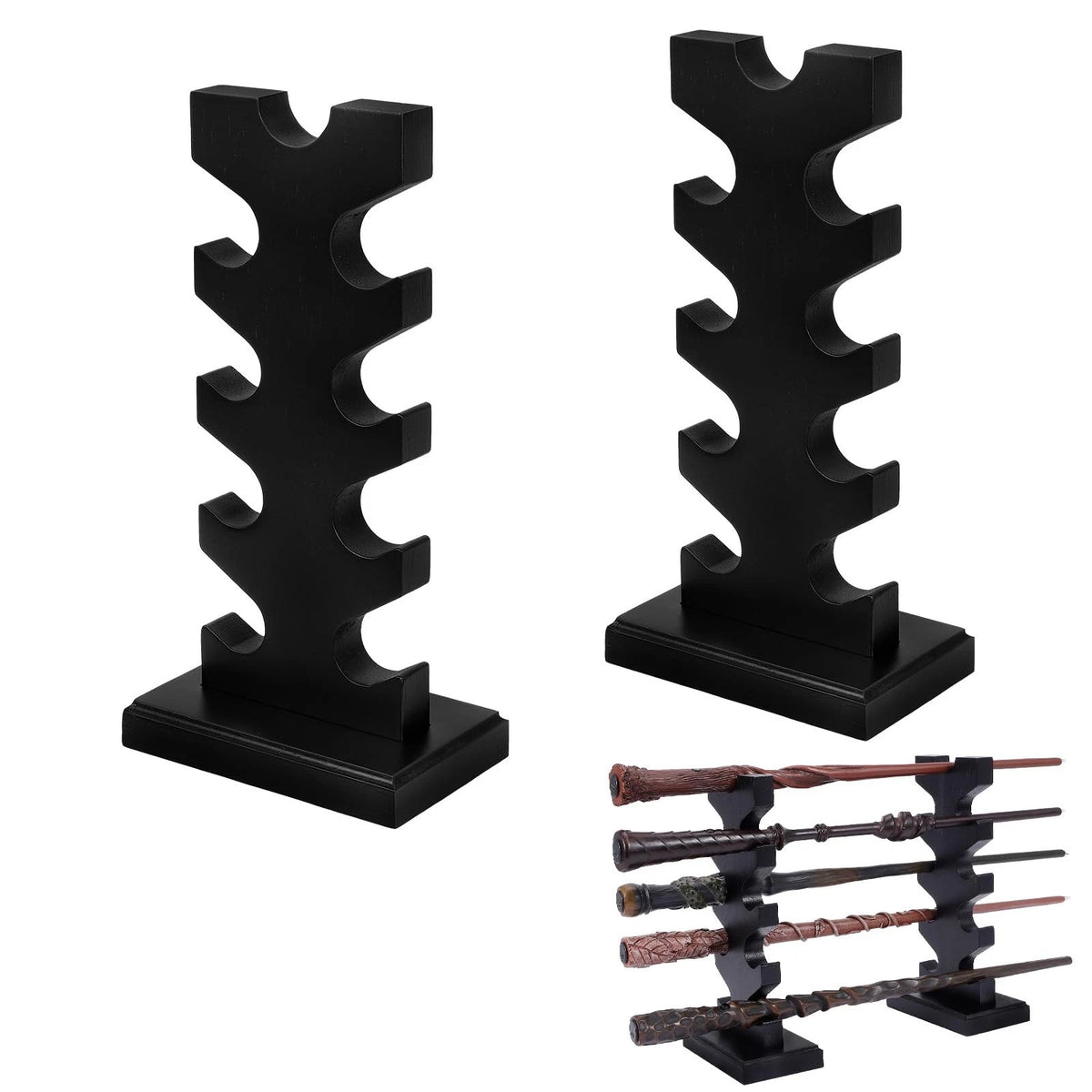 5-Tier Wooden Magic Wand Display Stand for Table Display