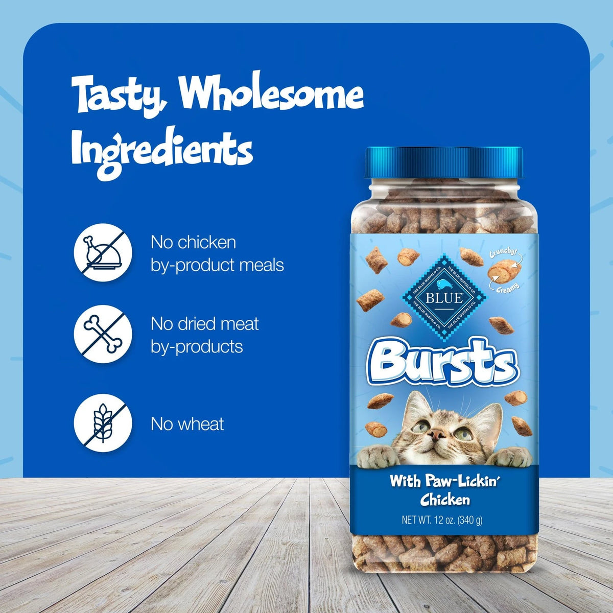 Set of 4 Blue Buffalo Bursts Crunchy & Creamy Cat Treats (5 oz)