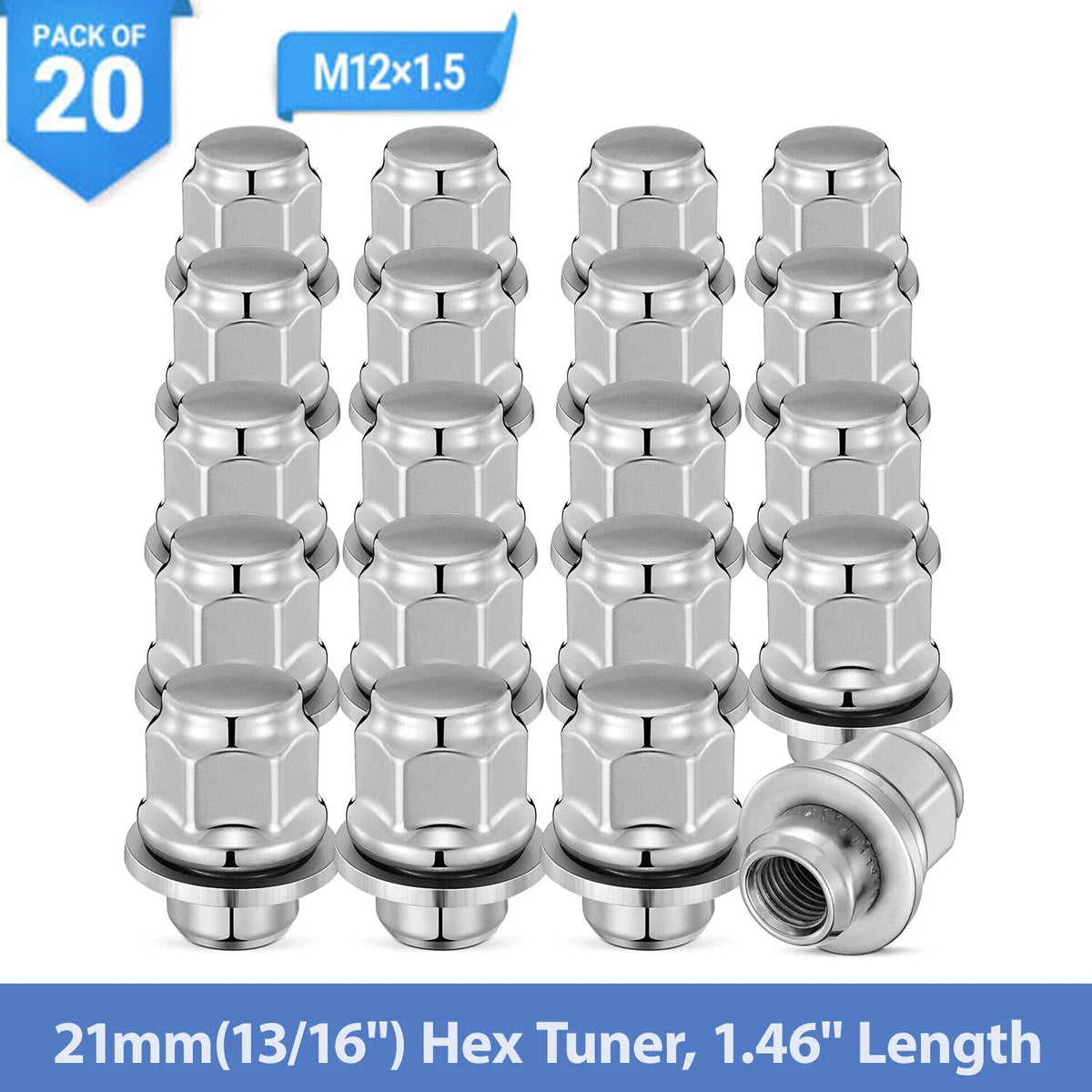 Chrome Lug Nuts M12x1.5 for Toyota Corolla Prius Highlander RAV4 (2012–2019)