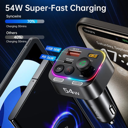 Bluetooth 5.4 FM Transmitter Car Adapter for Universal Vehicles (2010–2023)