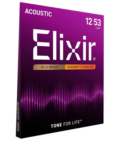 Set of 6 Acoustic Guitar Strings 80/20 Bronze NANOWEB Light 1253
