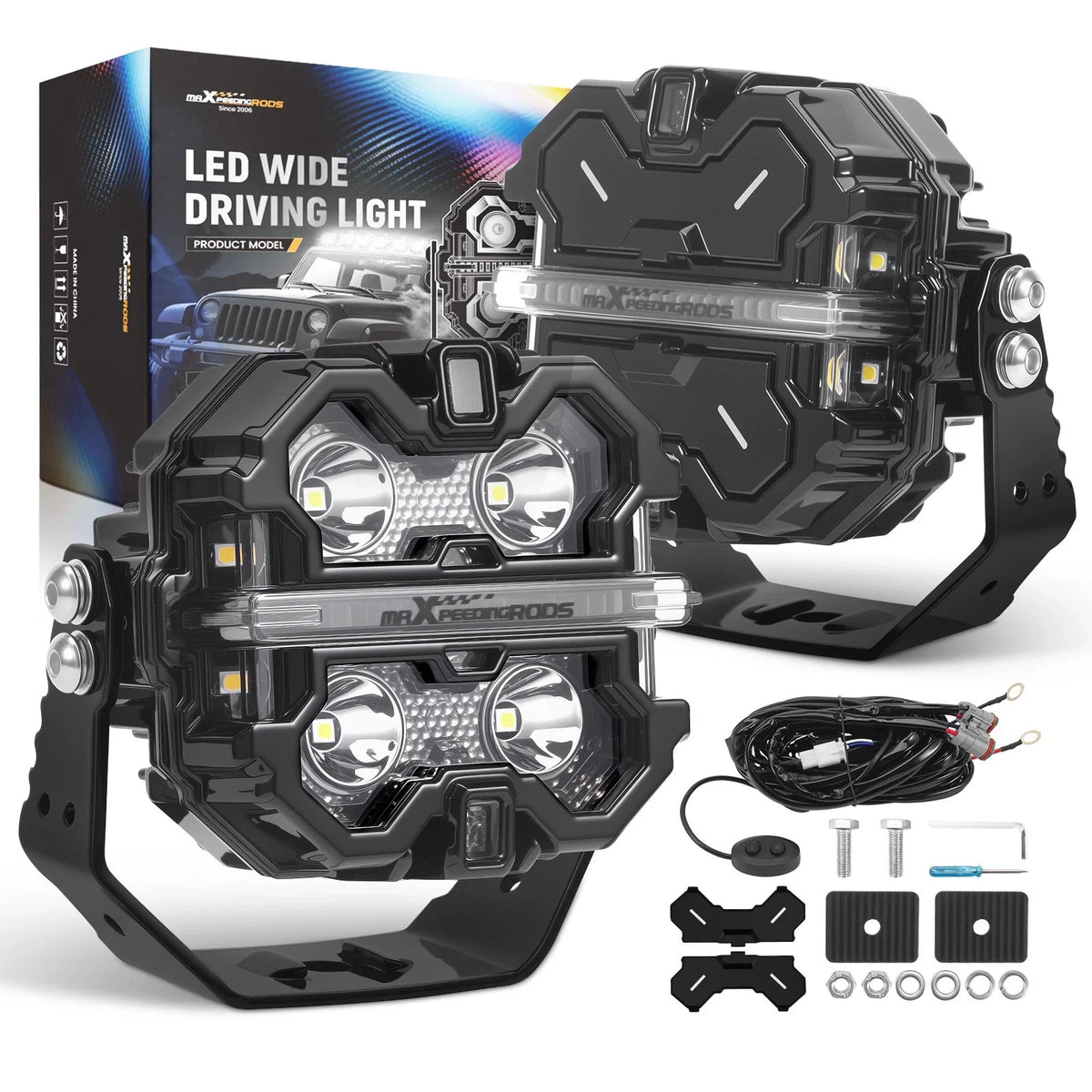 3.5" LED Pod Lights 160W Spot Beam RGB DRL for Off Road Vehicles