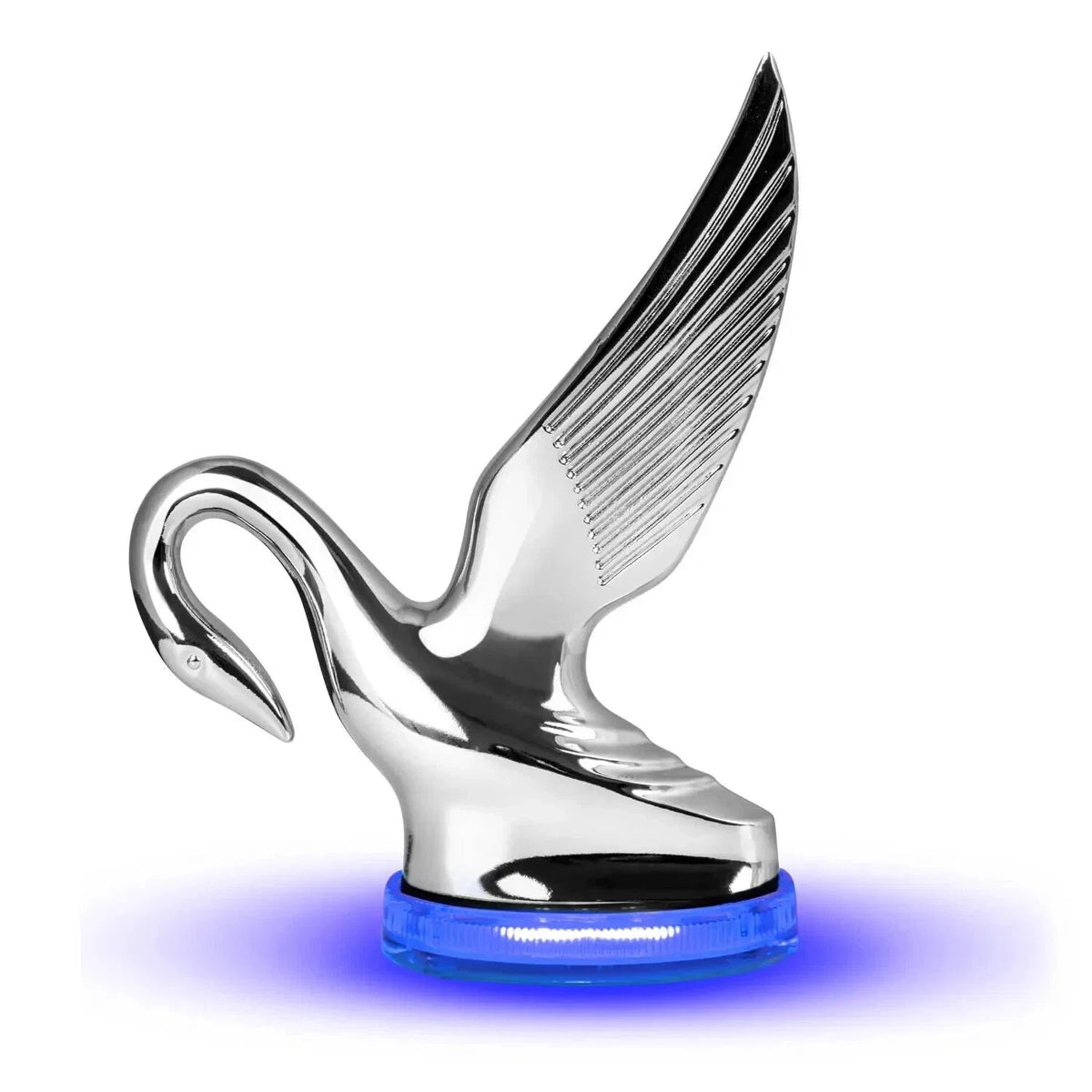 Hood Ornament Classic Swan Chrome with LED Light Base for Universal Fit