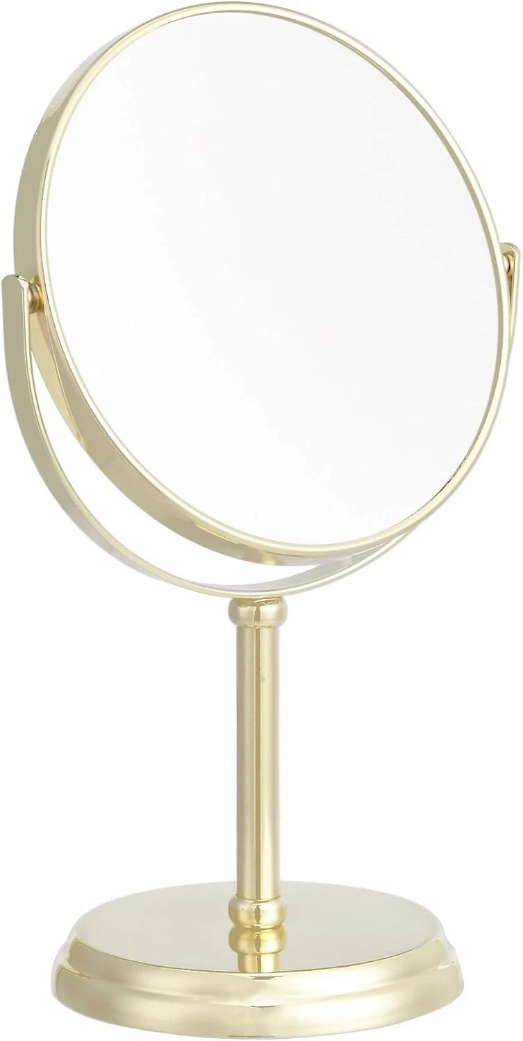 360° Rotation Double Sided Vanity Mirror for Tabletop Use (1X/5X Magnification)