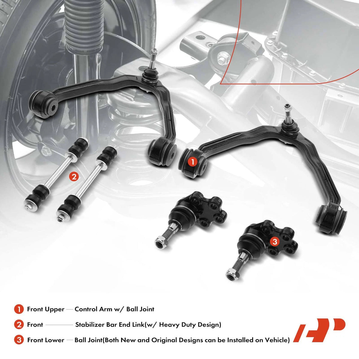 Front Upper Control Arm Sway Bar End Link for Chevy Silverado 1500 GMC (15015515, 15750786, K6539, K80631, K80826)