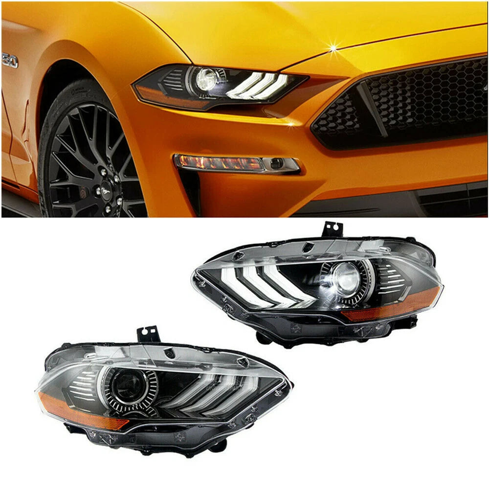 Pair DRL Dual Beam Projector Headlights for Ford Mustang (2018–2019) H131-XMT-2037