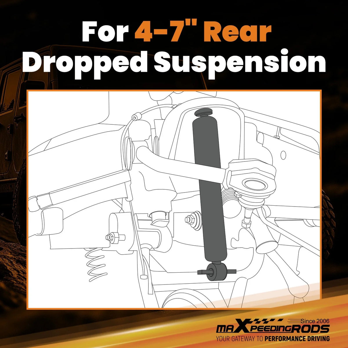 Rear Lowering Shocks 4"-7" for Chevy GMC C10 C15 (1973–1987) 2WD
