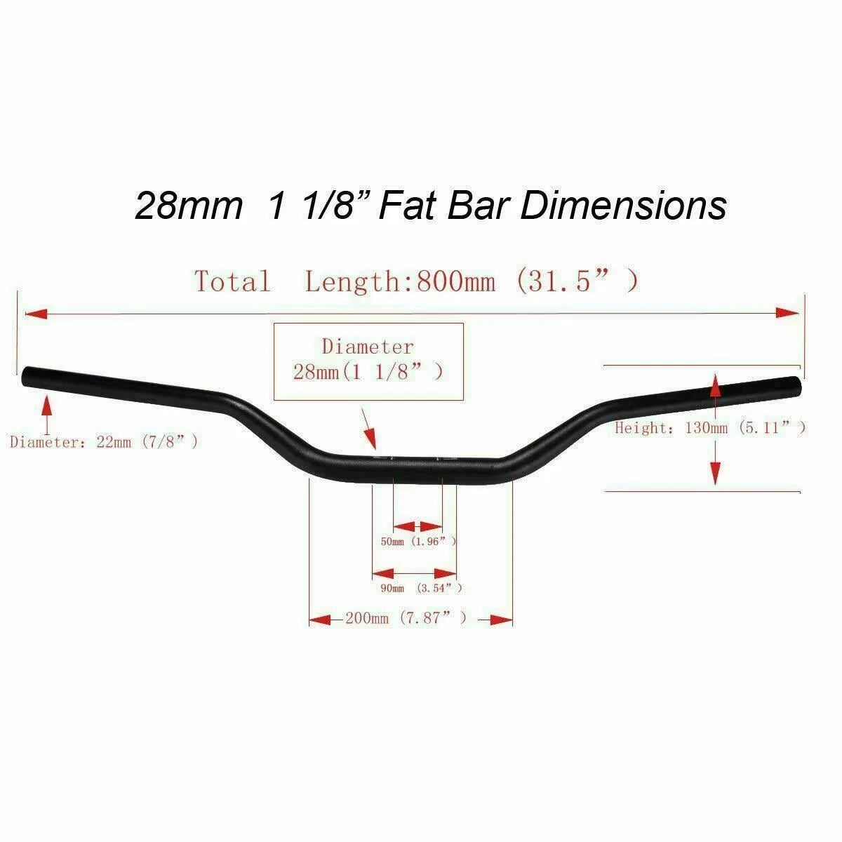 Handlebar Set 22mm 7/8" & 28mm 1 1/8" for Motorcycle with Bar Pad & Clamp