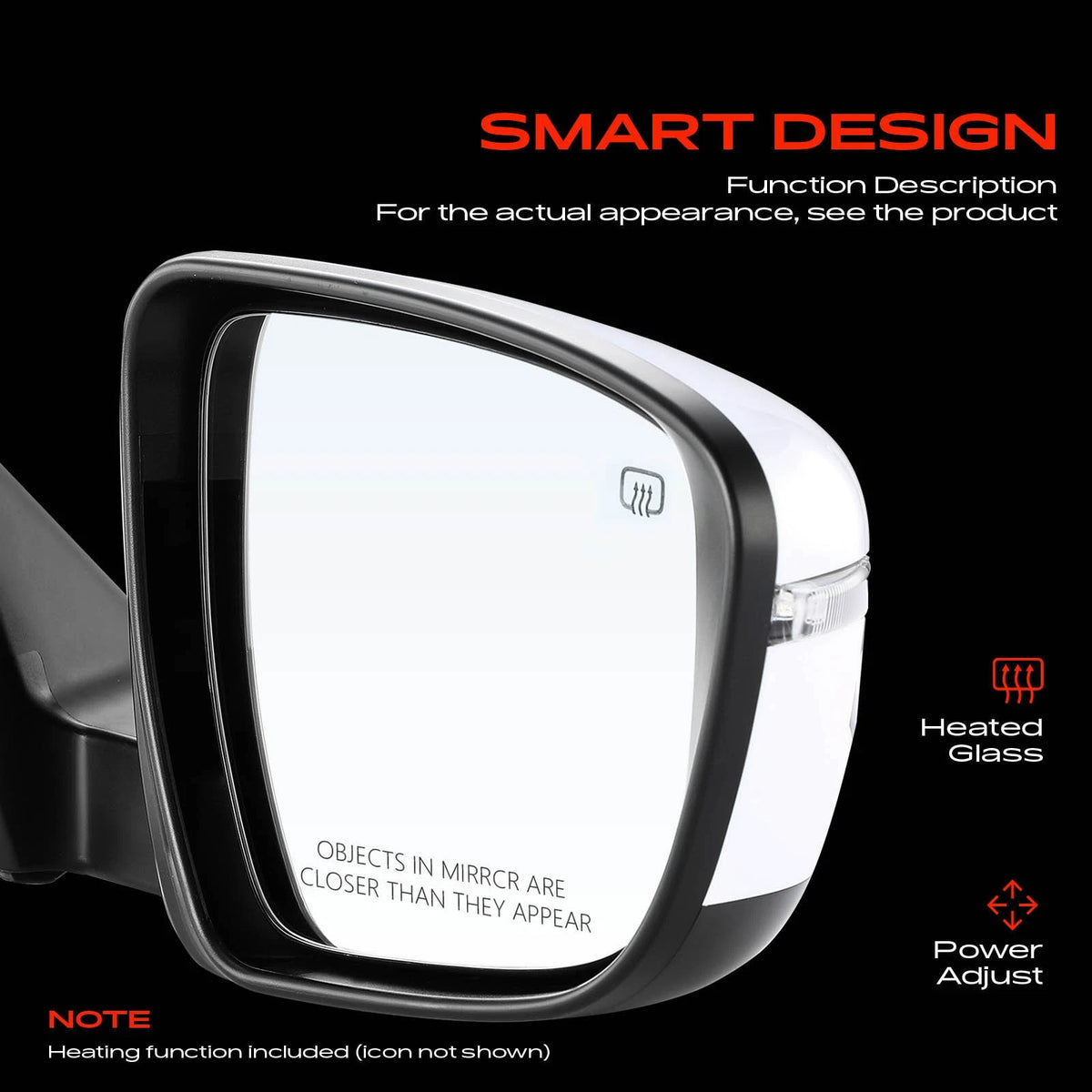 Passenger Power Glass Side Mirror for Nissan Rogue (2017–2020) 963019TB1C, 963019TB1CPFM, 963734BA0A, NI1321287