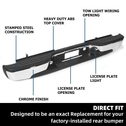 Chrome Rear Bumper for Chevy Silverado GMC Sierra 1500 2500 (1999–2007)