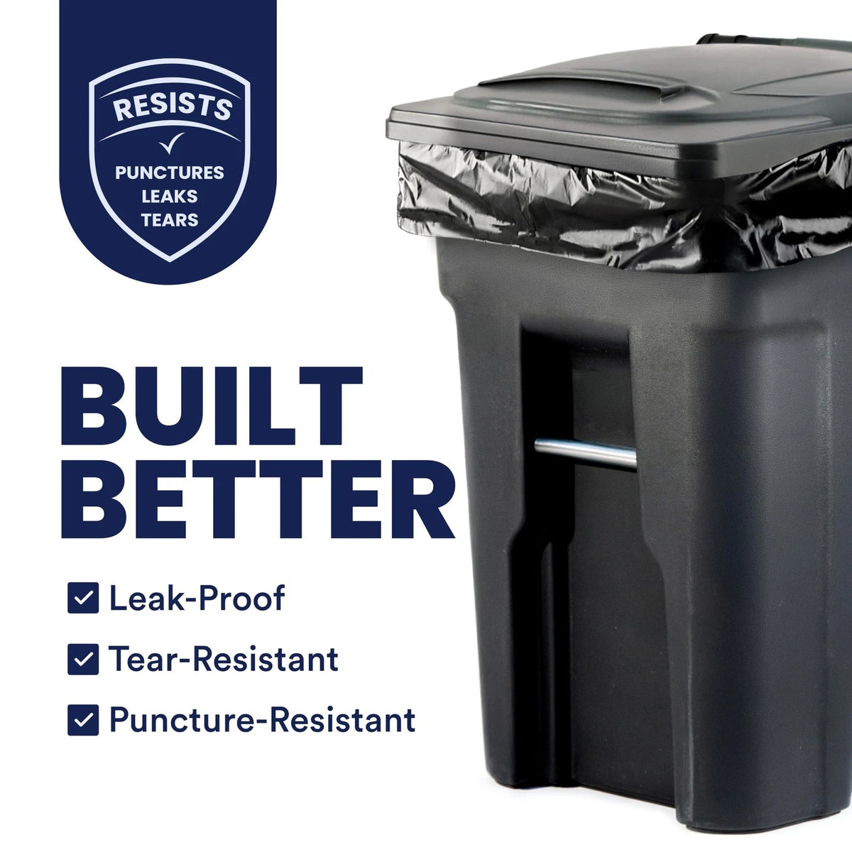 25X Plastic Garbage Can Liners for 95-96 Gallon Cans (Black)