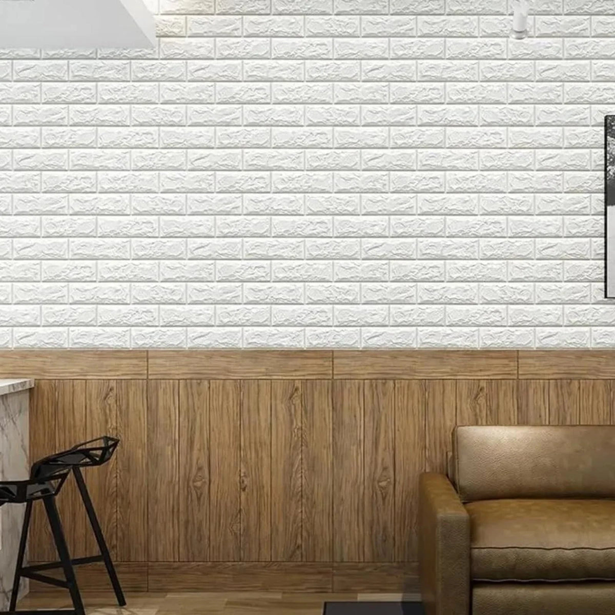 30 Pcs Peel and Stick 3D Wall Panels White Brick 11.81 x 11.81 Inches