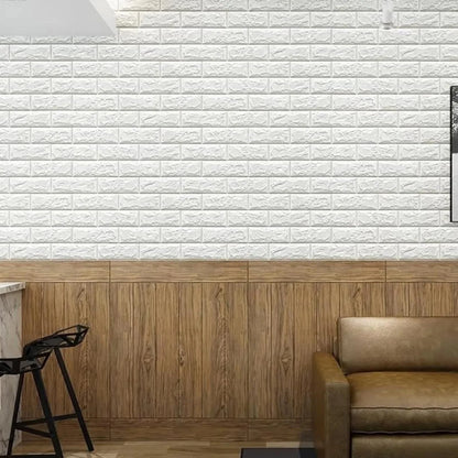 30 Pcs Peel and Stick 3D Wall Panels White Brick 11.81 x 11.81 Inches