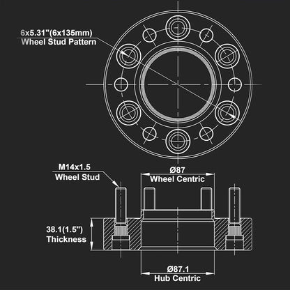 Set of 4 Hubcentric Wheel Spacers 1.5" for Ford F-150 (2015–2025)
