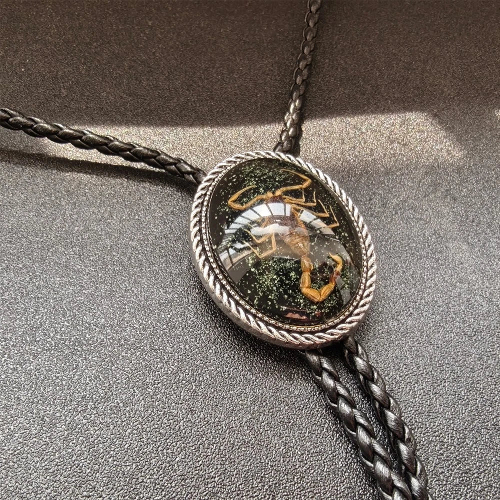 Black Scorpion Bolo Tie for Western Gothic Weddings