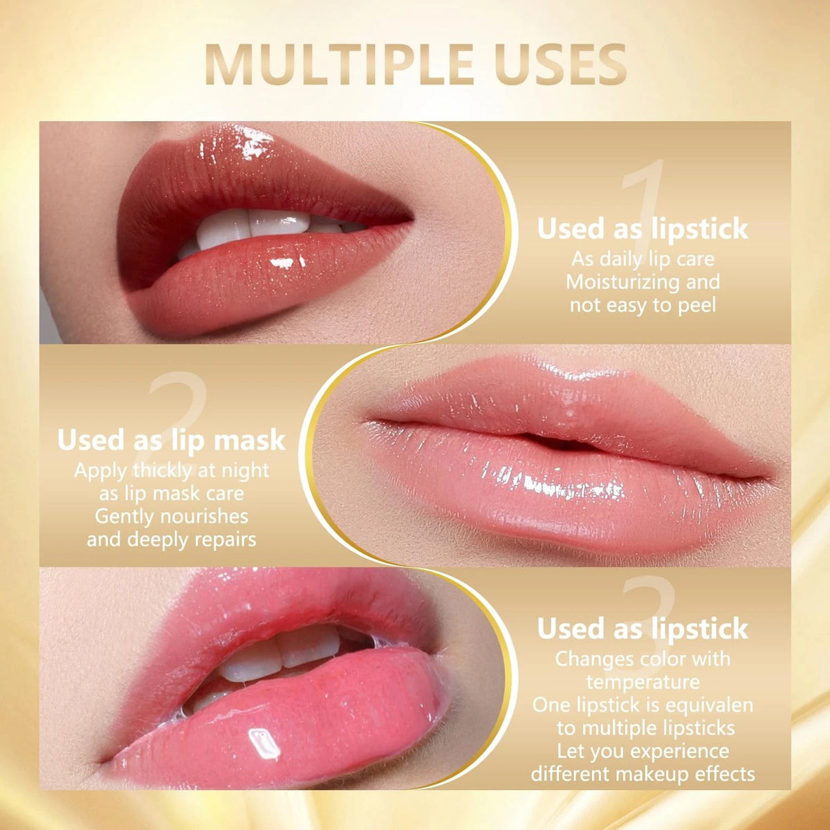 2X Color Changing Lipstick - Transferproof, Gold, Red
