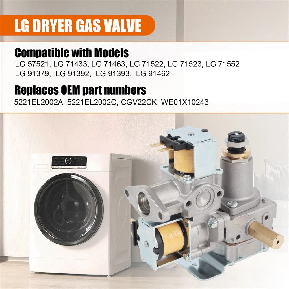 Gas Valve for LG Dryer (5221EL2002A, 5221EL2002C, CGV22CK, WE01X10243)