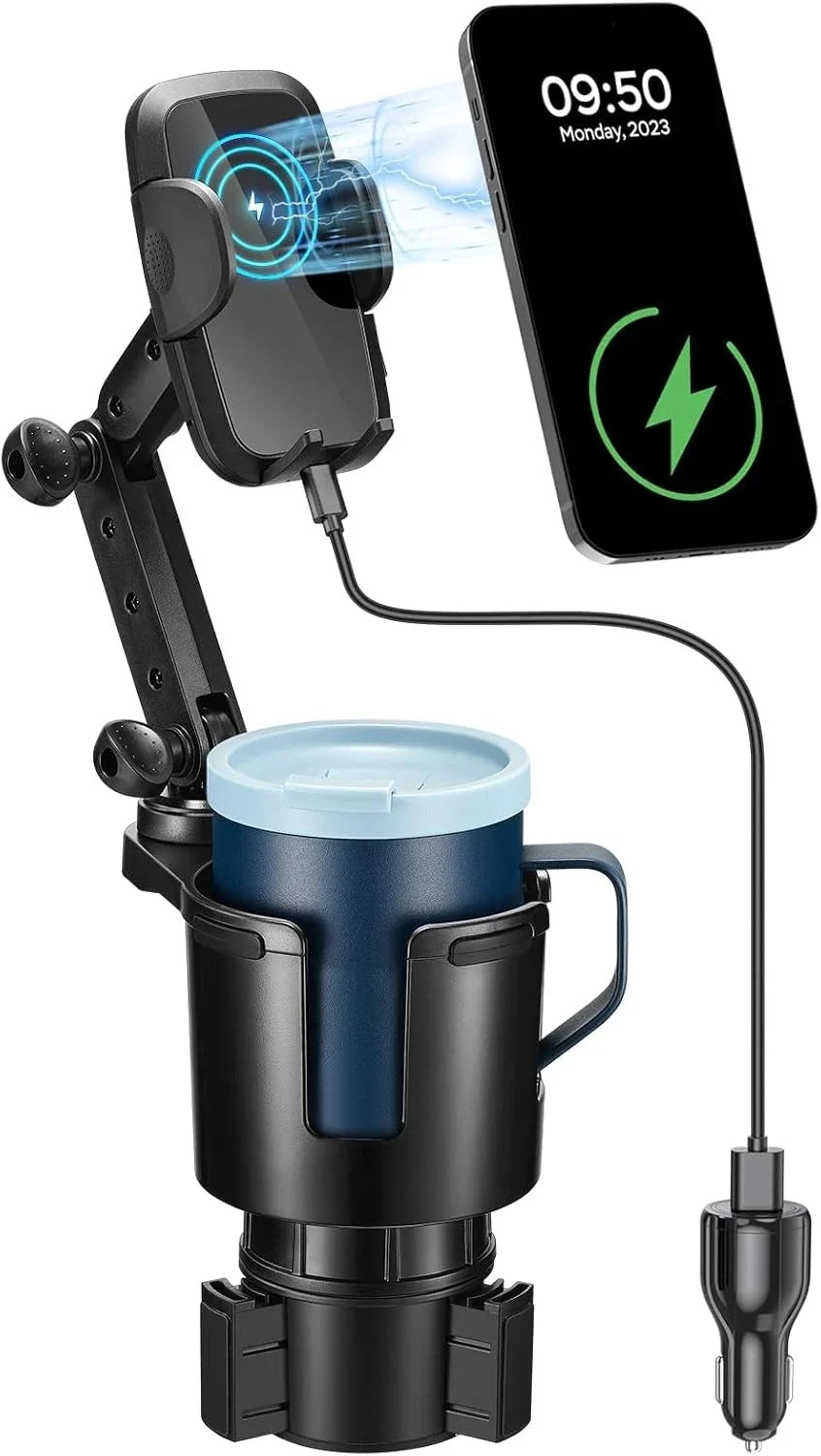 3-in-1 360° Wireless Car Charger Cup Holder Adapter for All Makes (2020–2024)