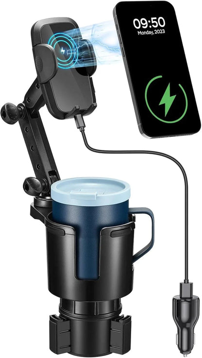 3-in-1 360° Wireless Car Charger Cup Holder Adapter for All Makes (2020–2024)