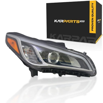 Headlight Passenger Side for Hyundai Sonata (2015–2017) LLX-HY2503184-CLA1, HY2503184, HID, Black Bezel