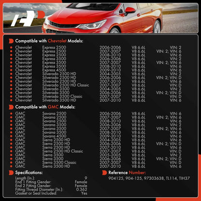 Turbocharger Oil Line Return for Chevrolet Silverado 2500 HD (2004–2010)