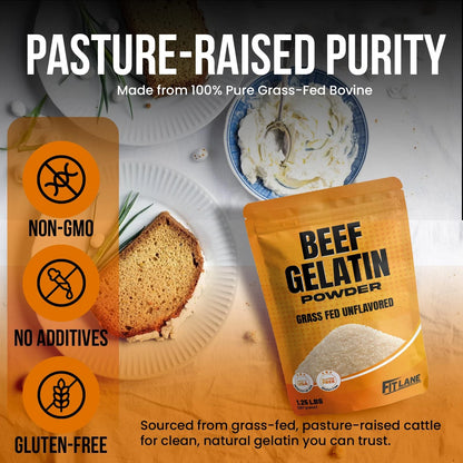 Beef Gelatin Powder for Unflavored Grass-Fed (Pack of 1) 6 oz