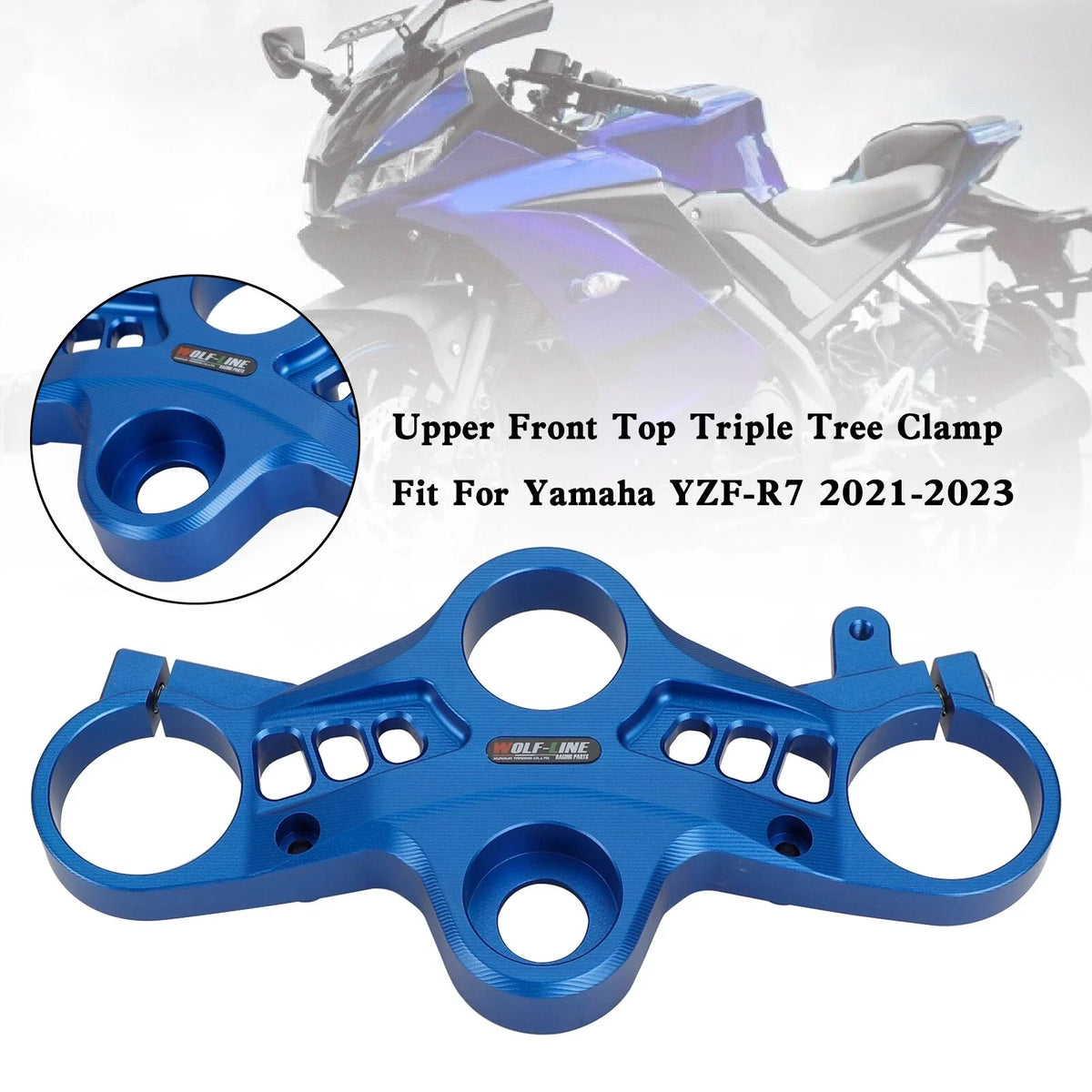 Aluminum Upper Front Triple Tree Clamp for Yamaha YZF-R7 (2021–2023) Blue T9