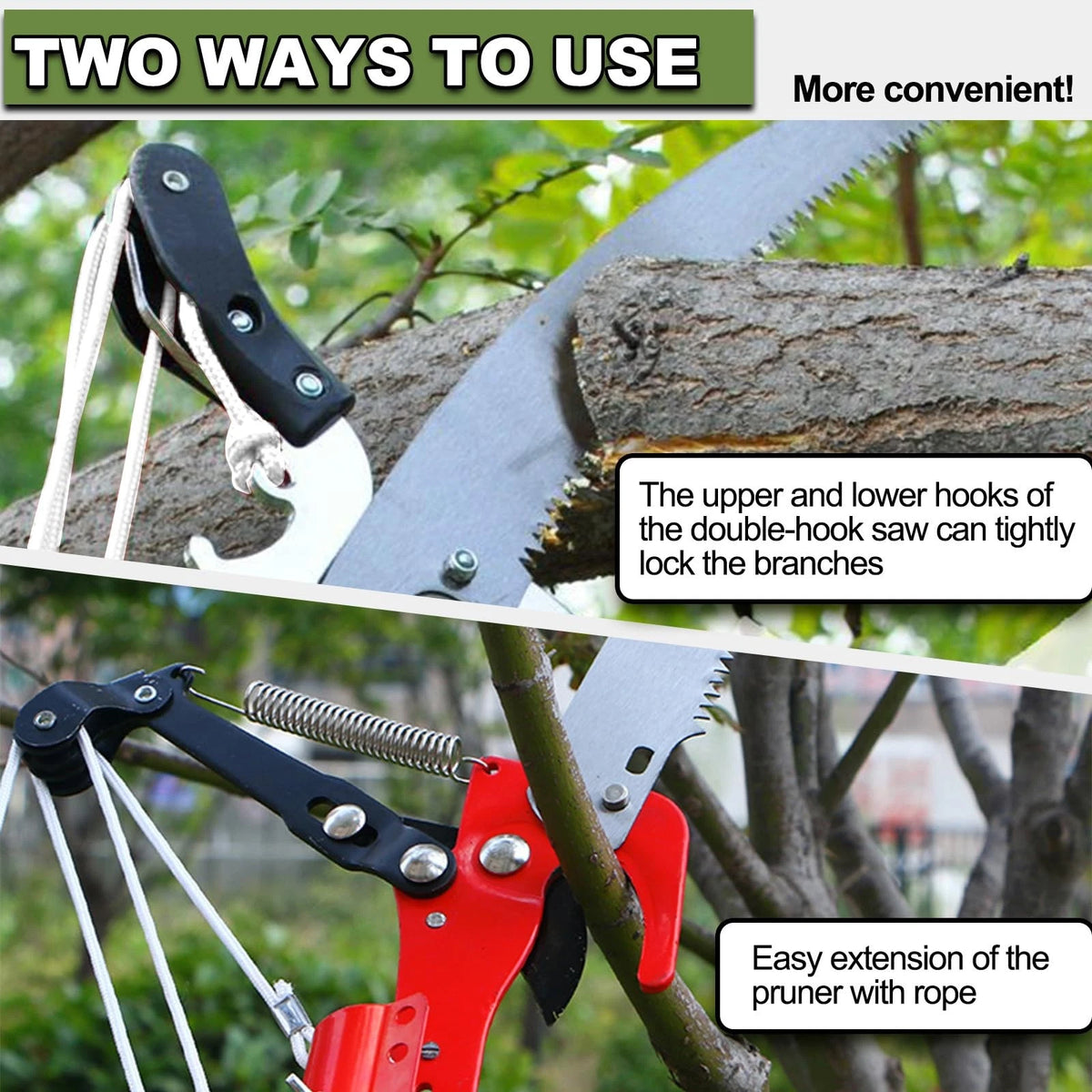 13ft Pole Saw for Tree Trimming (Lightweight Stainless)