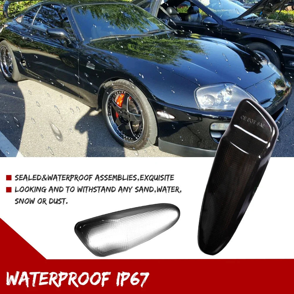 Smoked White LED Front Bumper Side Marker Lights for Toyota Supra (1997–1998)