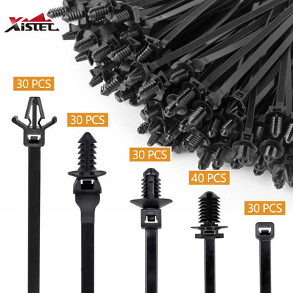160Pcs Nylon Cable Tie Buckle Zip Clips for Automotive Applications