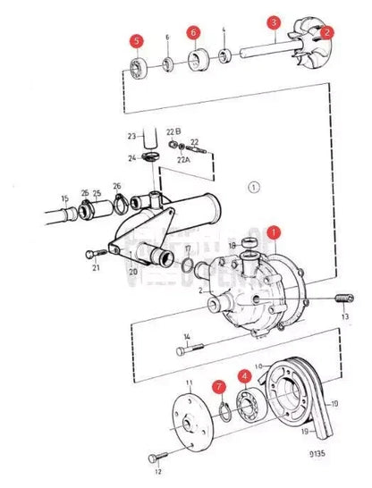 Circulation Pump Rebuild Kit for Volvo Penta AD41 AQADA40 AQAD41 (876794, 876544)