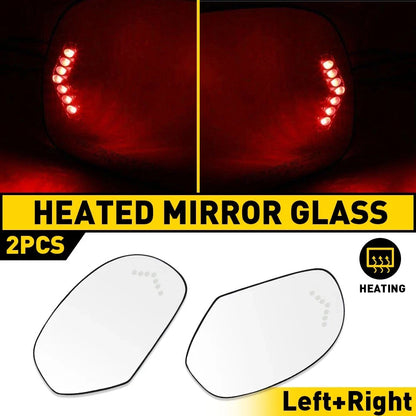 Heated Mirror Glass w/ Turn Signal Left & Right Pair Set for Chevy GMC Cadillac